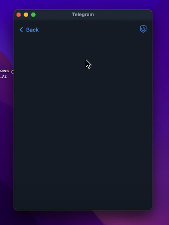 telegram 在 mac 上无法使用，打开软件只显示一个 Back 按钮，点击无反应  第1张